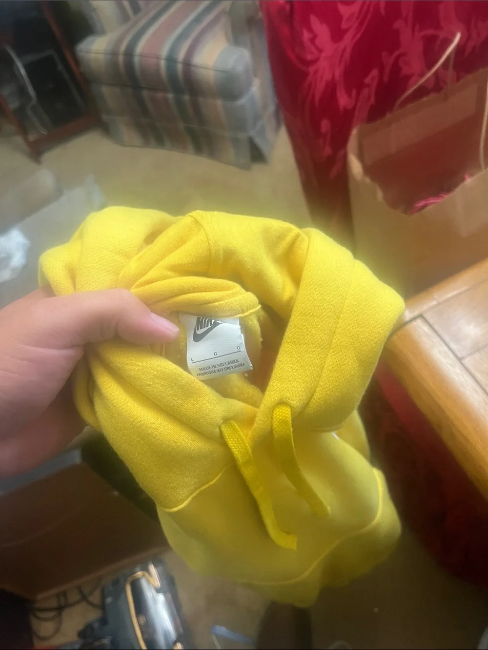 Nike Bright Yellow Pullover Hoodie with White Swoosh